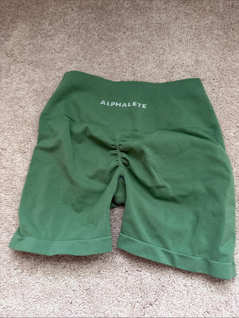 Alphalete Olive Green High-Waist Scrunch-Back Bike Shorts